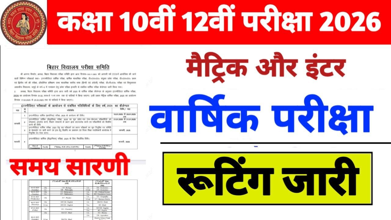 Bihar Board 10th 12th Final Exam Date 2026