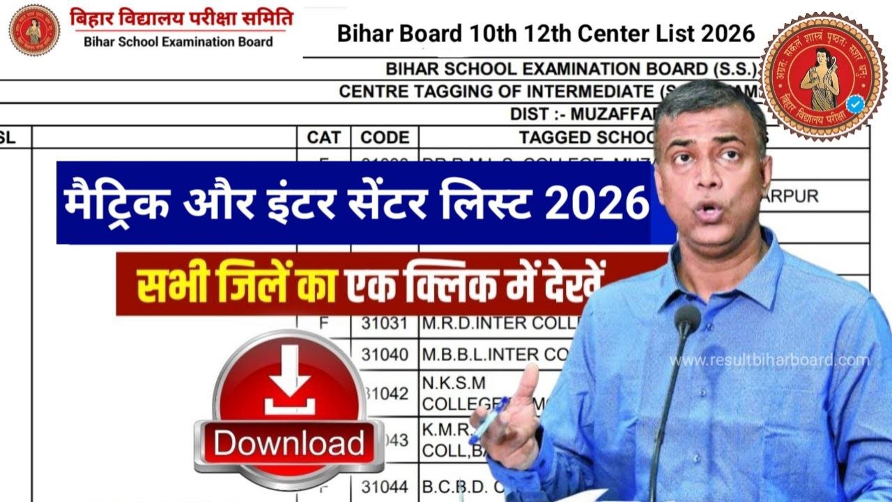 Bihar Board 10th 12th Center List 2026 Download