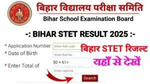 Bihar STET Result 2025 Out Link