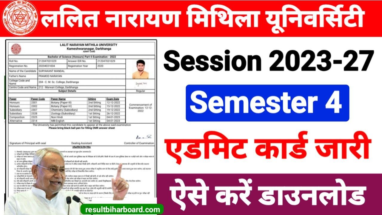 LNMU Semester 4 Admit Card 2025 Out