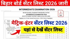 Bihar Board matric inter Center List 2026